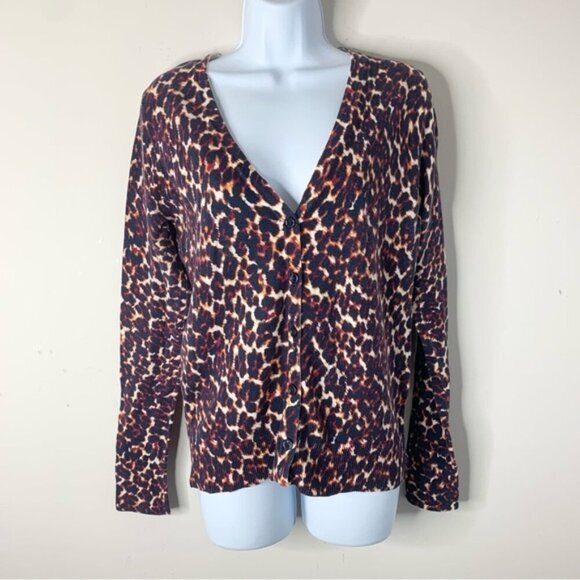 Merona Women’s Cardigan Sweater Cheetah Leopard Animal Print V-neck Y2K 2000s - Picture 16 of 16